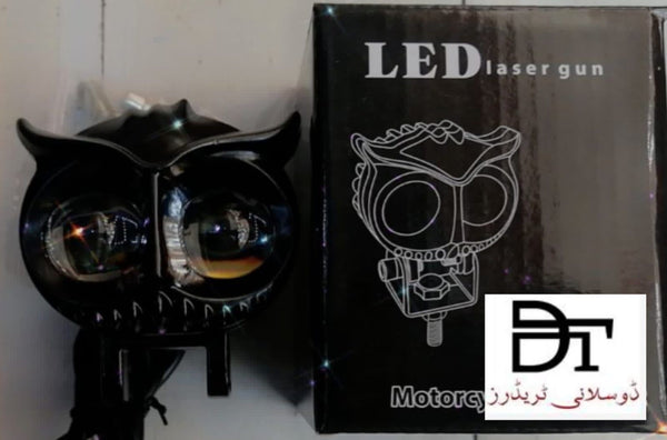 LED Laser Gun Owl Motorcycle Headlight